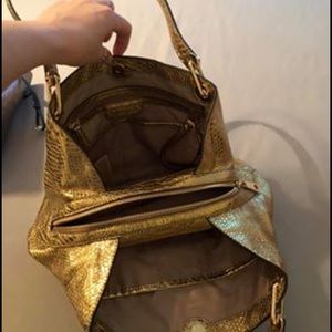 NWT Michael Kors Gold Python Leather Hobo